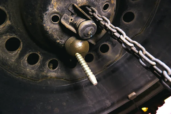 Spare Wheel Locked Tool Truck — Stock Photo, Image