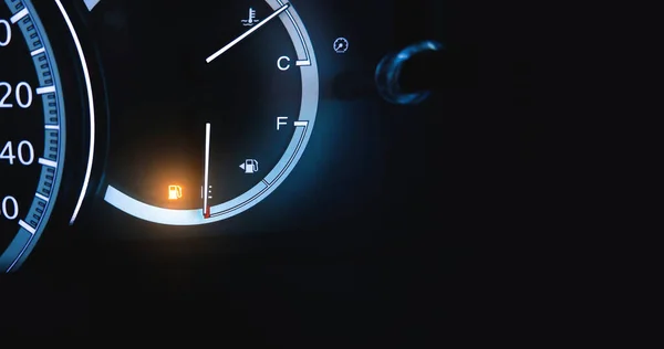 Indicator Low Fuel Illuminated Dashboard Car Copy Space — Stock Photo, Image