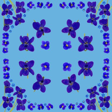 Mavi çiçekleri peçete mavi 2