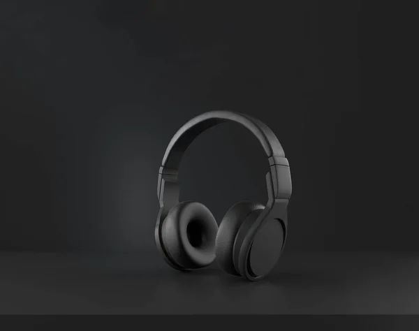 Κομψά Ακουστικά Μαύρο Φόντο Απόδοση — Φωτογραφία Αρχείου