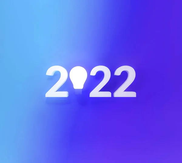 Idée Ampoule Lumière Avec Nouvelle Année 2022 Sur Fond Gradient — Photo