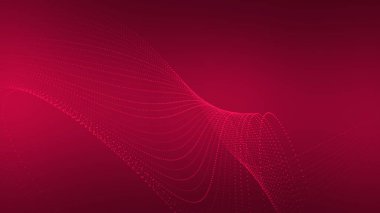 Noktalar sevgililer günü kırmızı arka planına giren bir tünel oluşturuyor. 3B görüntüleme.