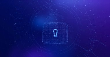 Soyut ağ bağlantıları veri arkaplanı .background kod hack kavramına kilitlen. 3d oluşturma.