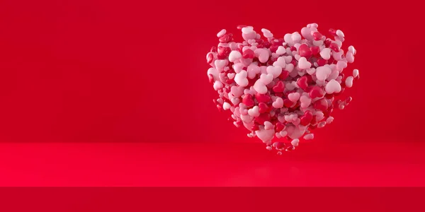 Tło Pełne Różowych Serc Walentynki Albo Kobiety Dzień Matki Renderowanie — Zdjęcie stockowe