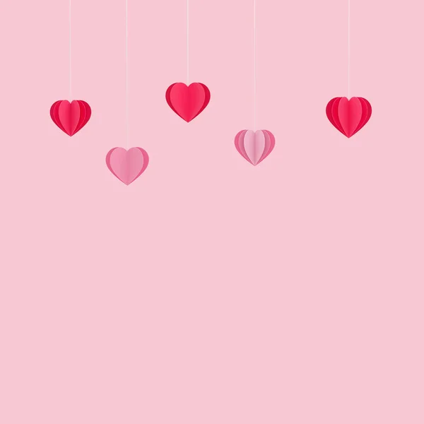 Balões Papel Forma Coração Fundo Rosa Conceito Dia Dos Namorados — Fotografia de Stock