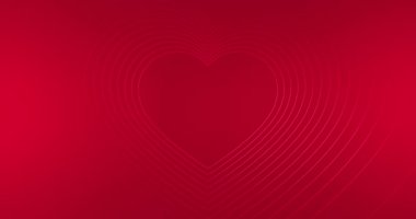 Kırmızı arka planda tekrarlanan çevrimiçi kalpler. Nabız hareketi. 4K video.