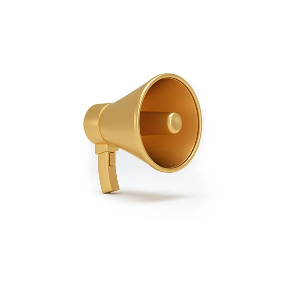 Goldenes Megafon Auf Weißem Hintergrund Das Beste Lautsprecherkonzept Illustration — Stockfoto