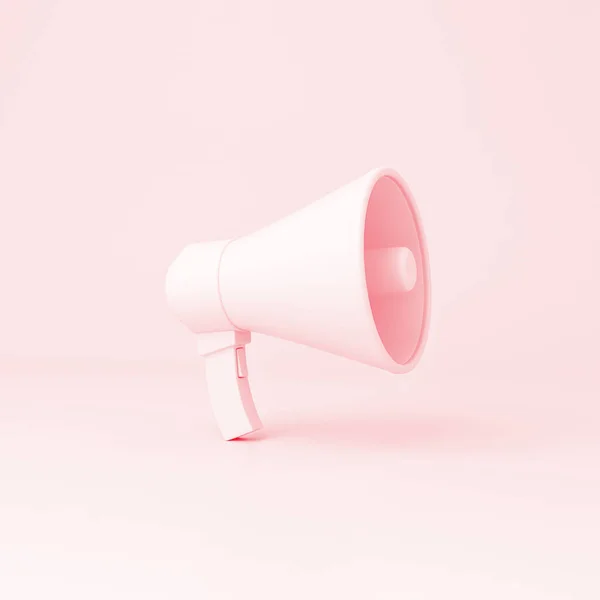 粉色背景上的粉色扩音器 妇女的声音概念 3D说明 — 图库照片