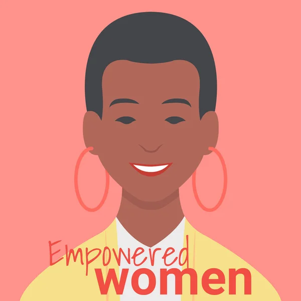 Portrait Une Femme Afro Américaine Émancipée Avatar Femme Noire Illustration — Image vectorielle