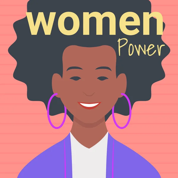 Retrato Mujer Negra Con Pelo Afro Concepto Empoderamiento Femenino Ilustración — Archivo Imágenes Vectoriales