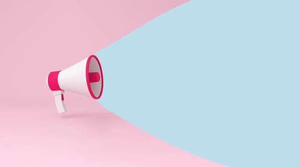 Megafon Ogłoszenie Różowym Tle Miejsca Kopiowania Niebieskim Ilustracja — Zdjęcie stockowe