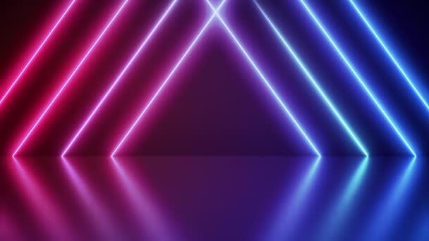 Neonové Pozadí Abstraktní Modrá Růžová Trojúhelníkem Světelných Tvarů Barevné Reflexní — Stock video