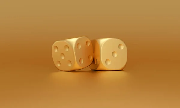 Golden Dice Gold Background Lucky Game Concept Rendering — Stock Photo, Image