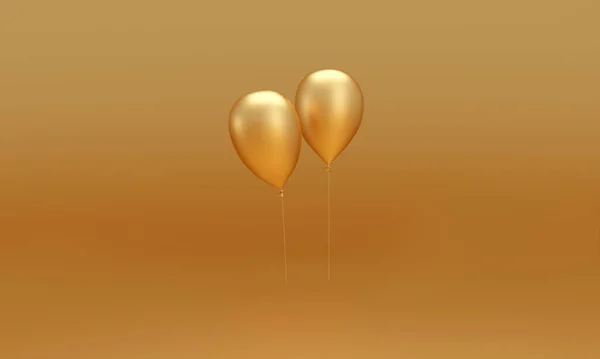 Balão Dourado Sobre Fundo Dourado Renderização — Fotografia de Stock