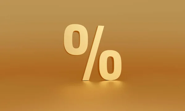 Gold Prozent Rabattsymbol Auf Goldenem Hintergrund Verkaufs Und Einkaufskonzept Darstellung — Stockfoto