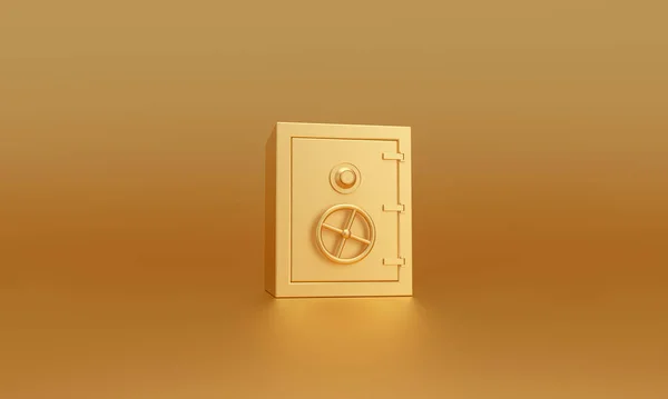 Golden Bank Safe Fechado Fundo Dourado Conceito Segurança Renderização — Fotografia de Stock