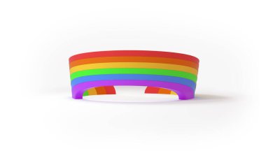 İzole edilmiş beyaz arka planda gökkuşağı yayı, çeşitlilik kavramı. 3d oluşturma.