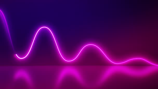 Abstraktní Pozadí Zářícími Neonovými Vlnami Ultrafialové Světlo Laserová Show Virtuální — Stock video