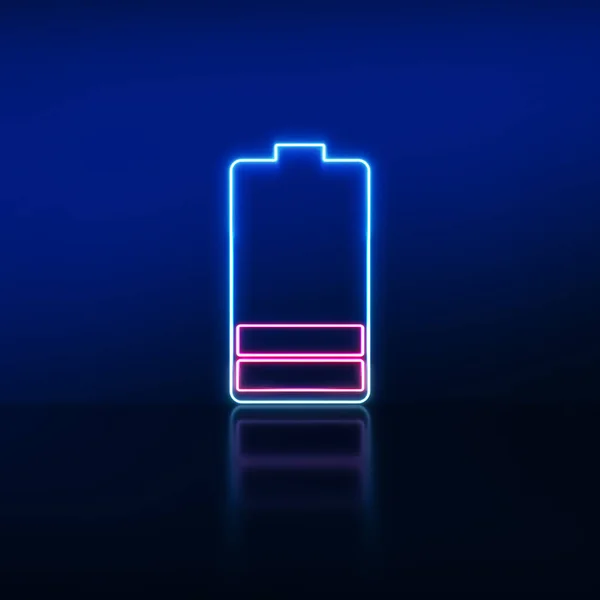 Low battery neon sign. Charger glowing level indicator. Low battery notification Smartphone. Vertical
