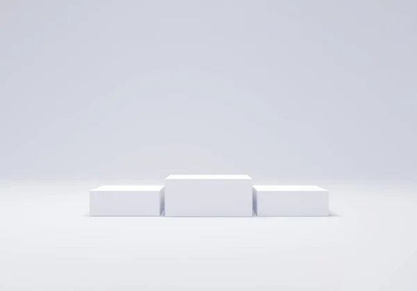 Minimalist Podium White Studio Background Success Concept Rendering — Stockfoto