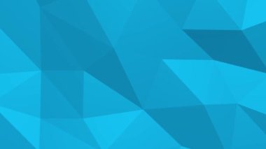 Stüdyodaki mavi ve berrak dokular üzerine çokgenlerin soyut arka planı. 4K video.