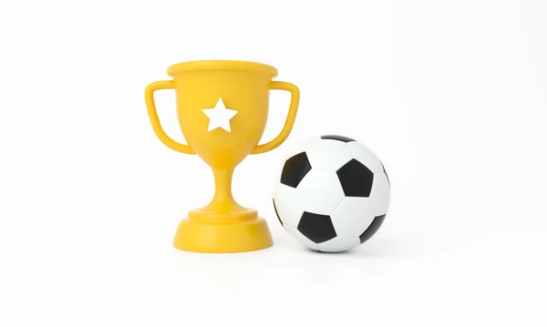 Copa Trofeo Pelota Fútbol Sobre Fondo Aislado Renderizado — Foto de Stock