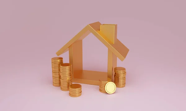 Chose One House Slide Stack Coins Real Estate Market Growth — Φωτογραφία Αρχείου