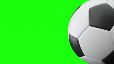 Soccer ball rotated 360 loop on green screen. Infinitely looped animation. 4K video.