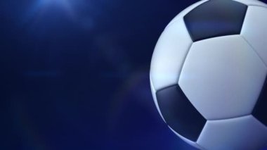 Soccer ball spinning with stadium light moving. 4K video.