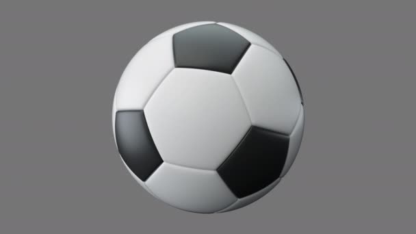 Balón Fútbol Girando Con Alfa Animación Bucle Infinito Vídeo — Vídeo de stock