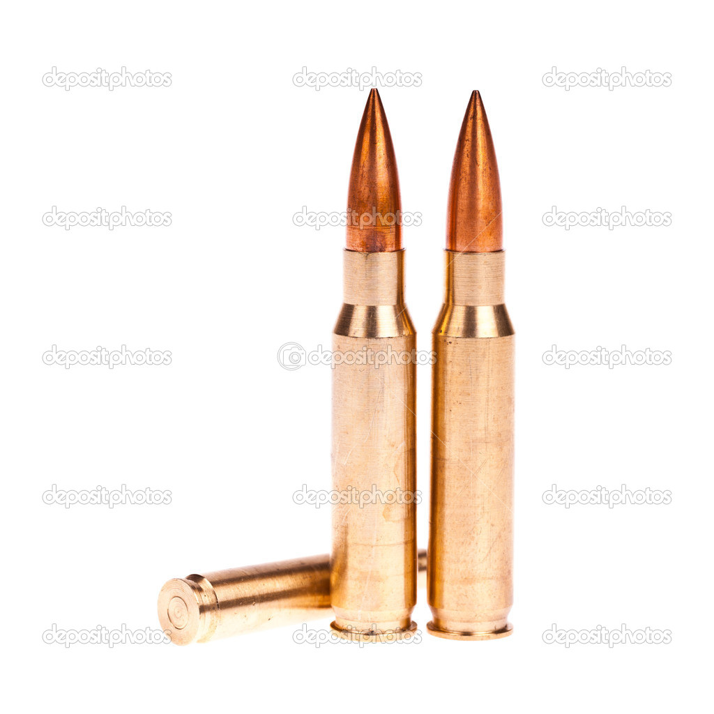 Golden bullet isolated on white background