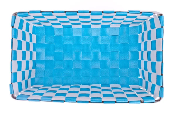 Cesta de plástico azul isolado no fundo branco — Fotografia de Stock