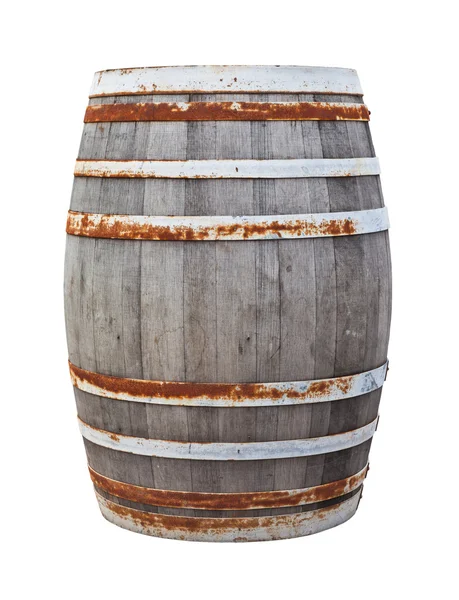 Big old wine barrel isolated on white background — Stock Photo, Image