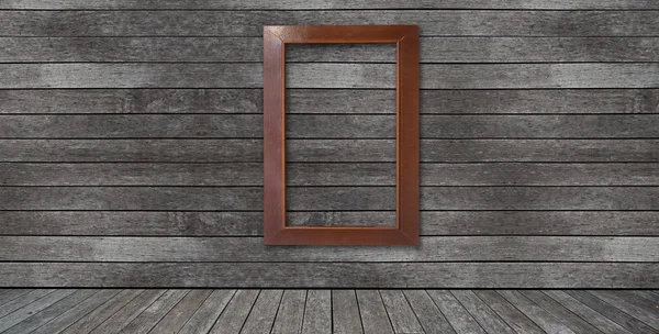 Wall and floor with wooden picture frame — Stock Photo, Image