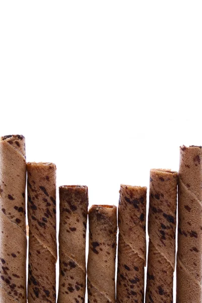 Rolo de chocolate isolado em fundo branco — Fotografia de Stock