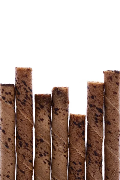 Rolo de chocolate isolado em fundo branco — Fotografia de Stock