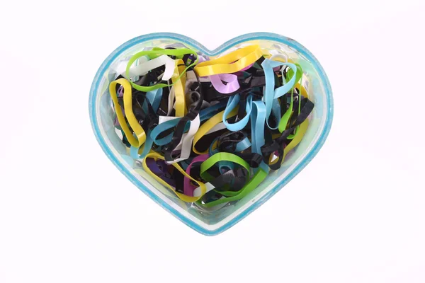 Blue Heart with Plastic Band Inside — Stock Photo, Image