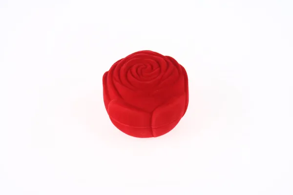 Fechado Red Rose Ring Box — Fotografia de Stock