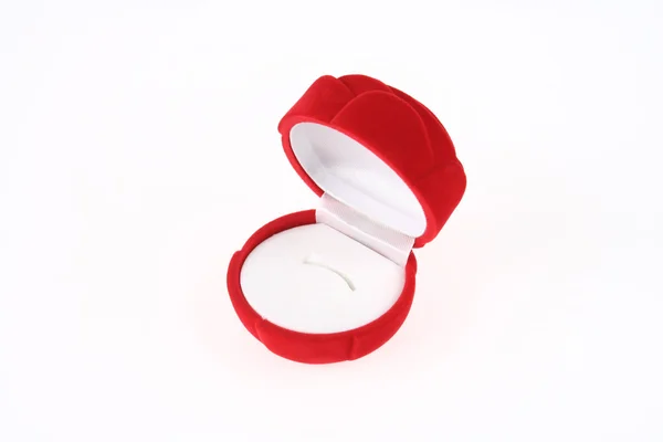 Opened Empty Red Rose Ring Box — Stock Photo, Image