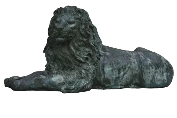 Green Lion Sculpture lean on the mable floor — Stock Photo, Image