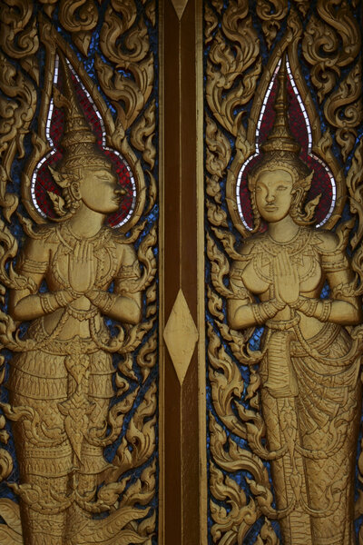 Thai Temple Front Door Decoration