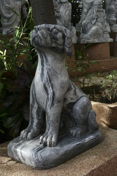 Estatua de perro sentado de mármol — Foto de Stock
