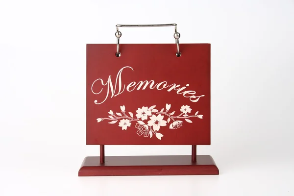 Wooden Picture Album Cover, with wording Memories and flowers — Stock Photo, Image
