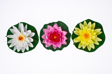 Three Artificial Lotus on a White Background clipart