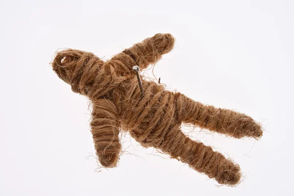 Rope Voodoo Doll with Nail on Chest — Stock Photo, Image