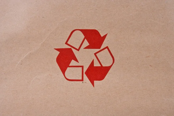 Ανακυκλωμένο σύμβολο σε καφέ χαρτί — Φωτογραφία Αρχείου