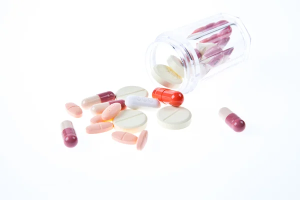Colorful Medicine Tablets on White Background Royalty Free Stock Photos