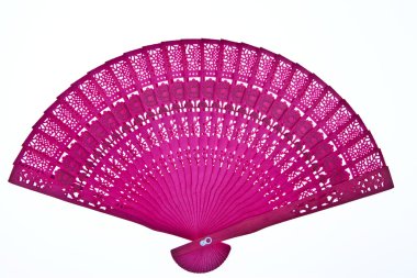 Beyaz arka plan üzerinde izole ahşap oryantal Çince fan