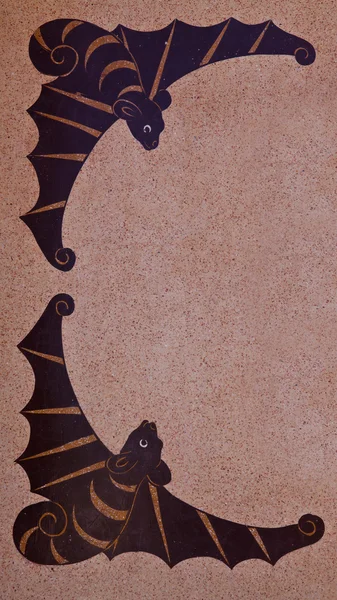 Peinture chauve-souris sur le mur du temple chinois — Photo