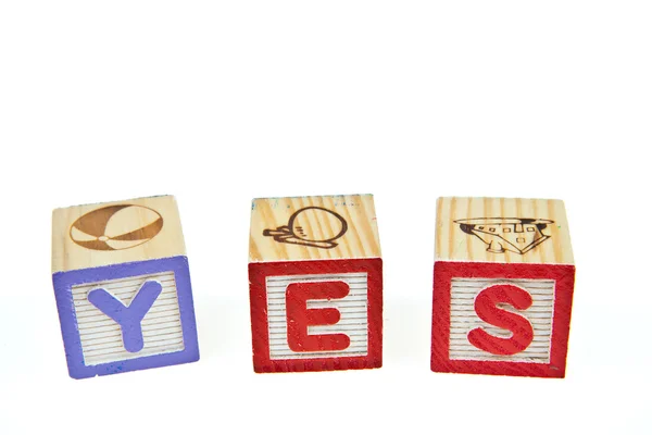 Wording YES from letter blocks — Stock Photo, Image